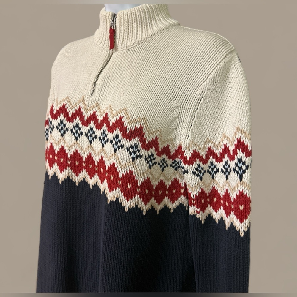 Eddie Bauer Knit 90s Long Sleeve Cotton Blend Quarter Zip Sweater M